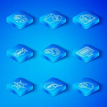 Set line NFT blockchain technology, Digital crypto art, Search, Binary code Illustrazione stock