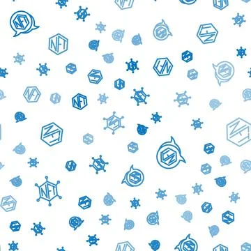 Set line NFT blockchain technology, Digital crypto art and on seamless pattern 스톡 일러스트