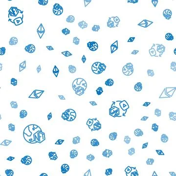 Set line NFT Digital crypto art, and Ethereum ETH on seamless pattern. Vector Illustrazione stock