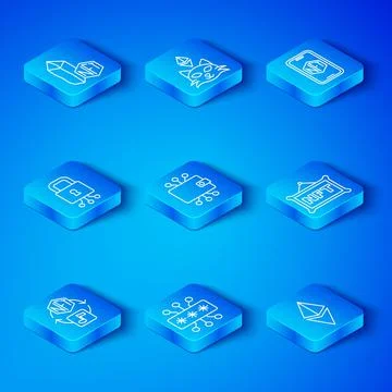 Set line NFT Digital crypto art, Cryptocurrency wallet, Cyber security, Mobile Stock Illustration