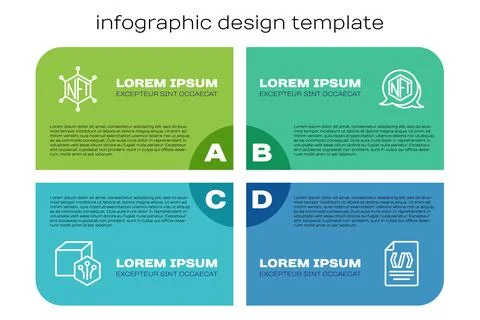Set line NFT Digital crypto art, blockchain technology, Binary code and Stock Illustration