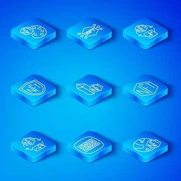 Set line NFT Digital crypto art, Binary code, shield, and icon. Vector Stock Illustration