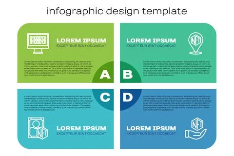 Set line NFT Digital crypto art, Binary code, and . Business infographic Stock Illustration