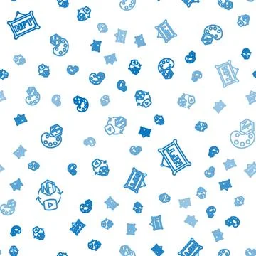 Set line NFT Digital crypto art, and on seamless pattern. Vector Stock Illustration