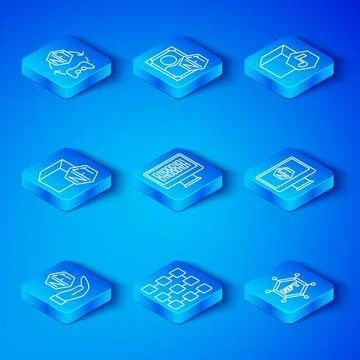 Set line NFT Digital crypto art, Binary code, blockchain technology, Monitor Stock Illustration