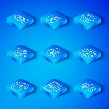 Set line NFT Digital crypto art, cloud, Monitor with store app, Cyber security Stock Illustration