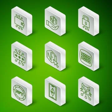 Set line NFT Digital crypto art, Ethereum ETH, Cryptocurrency wallet, Cyber.. 스톡 일러스트