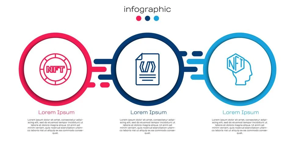 Set line NFT Digital crypto art, Binary code and . Business infographic tem.. Stock Illustration
