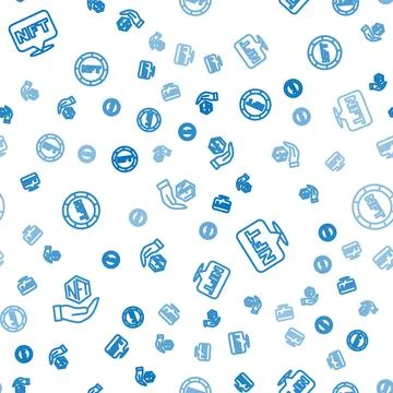 Set line NFT Digital crypto art, and on seamless pattern. Vector Stock Illustration
