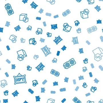 Set line NFT Digital crypto art, Video graphic card and on seamless pattern.. Stock Illustration