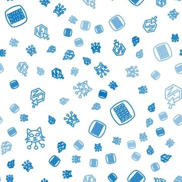 Set line NFT Digital crypto art, Binary code and  on seamless pattern. Vector Stock Illustration