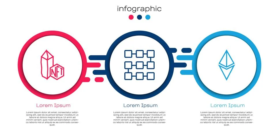 Set line NFT Digital crypto art, blockchain technology and Ethereum ETH. Bu.. Ilustración de archivo