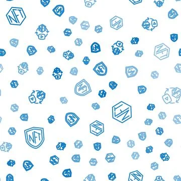 Set line NFT shield, Digital crypto art and on seamless pattern. Vector Stock Illustration