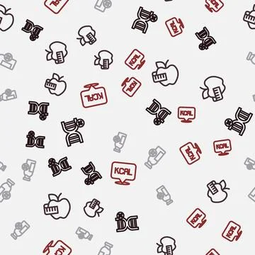 Set line No GMO, Apple and measuring tape, Lactose intolerance and Kcal on .. Stock Illustration