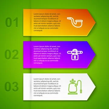 Set line No pipe smoking, and Hookah. Business infographic template. Vector Stockillustratie