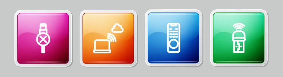 Set line No usb cable cord, Network cloud connection, Remote control and Usb 스톡 일러스트