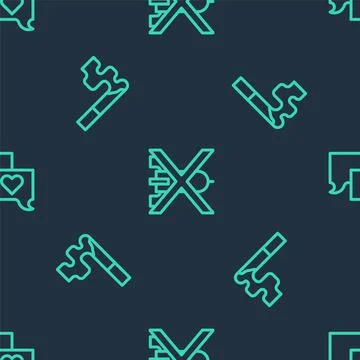 Set line No war, Cigarette and Speech bubble chat on seamless pattern. Vector イラスト素材