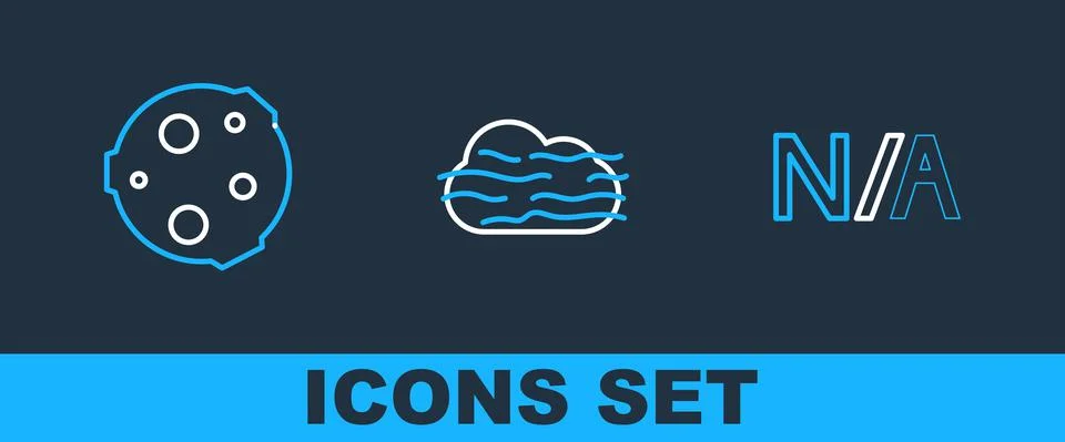 Set line Not applicable, Moon and Fog and cloud icon. Vector Illustrazione stock
