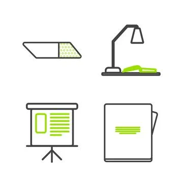 Set line Notebook, Presentation financial board with graph, schedule, chart.. 스톡 일러스트