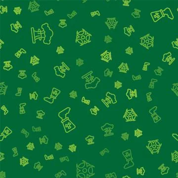 Set line Nuclear explosion, power plant and Biohazard symbol on seamless pattern イラスト素材