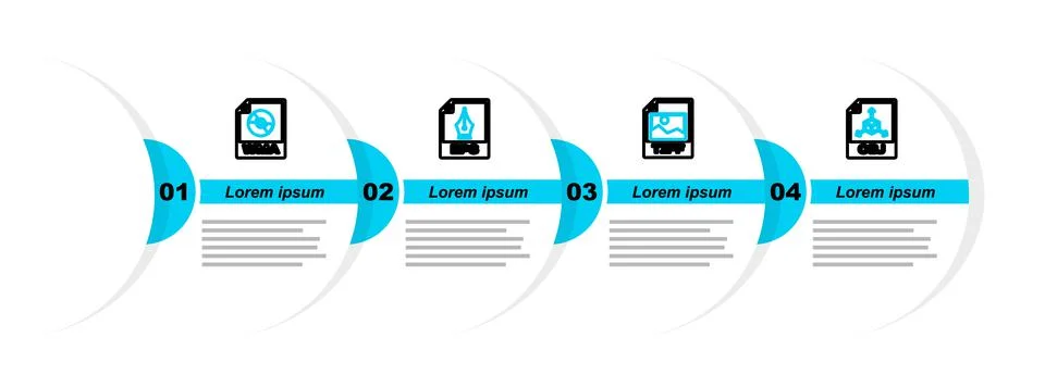 Set line OBJ file document, TIFF, EPS and WMA icon. Vector 스톡 일러스트