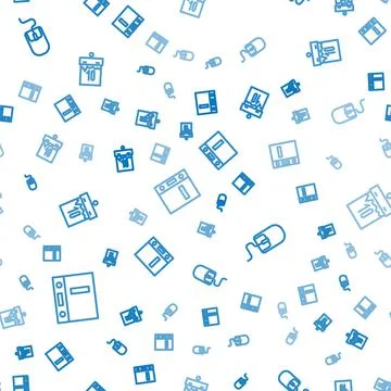 Set line Office folders, Computer mouse and Calendar on seamless pattern. Vector イラスト素材