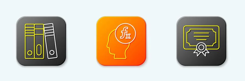 Set line Office folders, Function mathematical symbol and Certificate templ.. イラスト素材