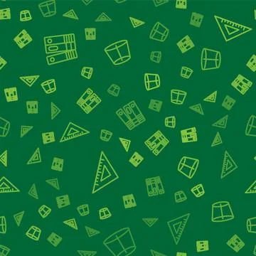 Set line Office folders, Triangular ruler and Geometric figure on seamless Illustrazione stock