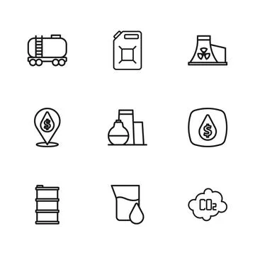 Set line Oil petrol test tube, drop with dollar symbol, CO2 emissions in cl.. イラスト素材