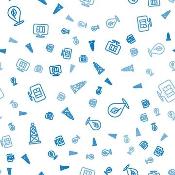 Set line Oil rig, Location with leaf and Leaf Eco symbol on seamless patter.. 스톡 일러스트