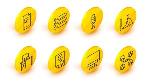 Set line Online class, Computer monitor screen, Certificate template, and d.. 스톡 일러스트