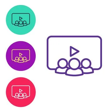 Set line Online class icon isolated on white background. Online education 스톡 일러스트