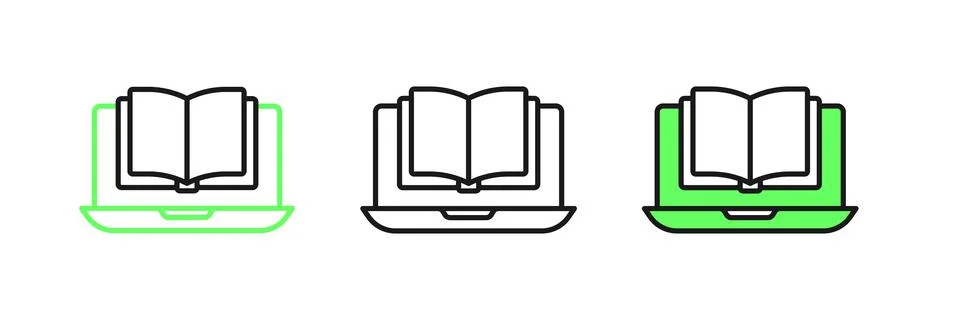 Set line Online class icon isolated on white background. Online education c.. Stock Illustration