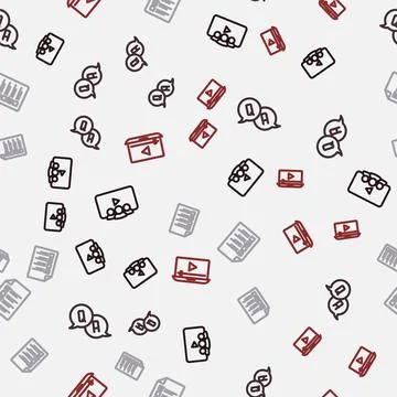Set line Online class, Question and Answer, quiz, test, survey and play video on Illustrazione stock