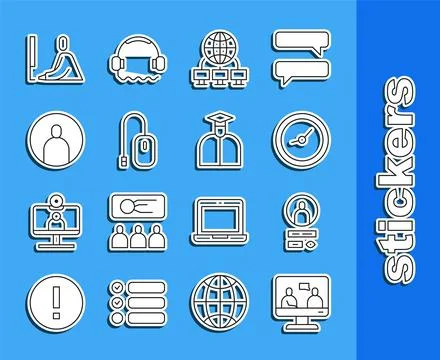 Set line Online education, Create account screen, Clock, Computer network, .. イラスト素材