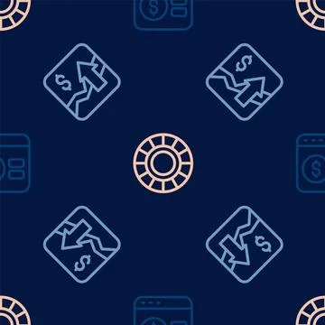 Set line Online poker table game, Financial growth increase and Casino chips on Illustrazione stock