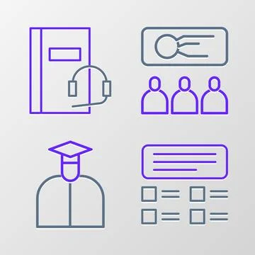 Set line Online quiz, test, survey, Student, Training, presentation and Aud.. Stock Illustration