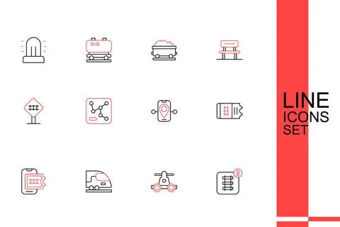Set line Online ticket booking, Handcar transportation, High-speed train, T.. イラスト素材