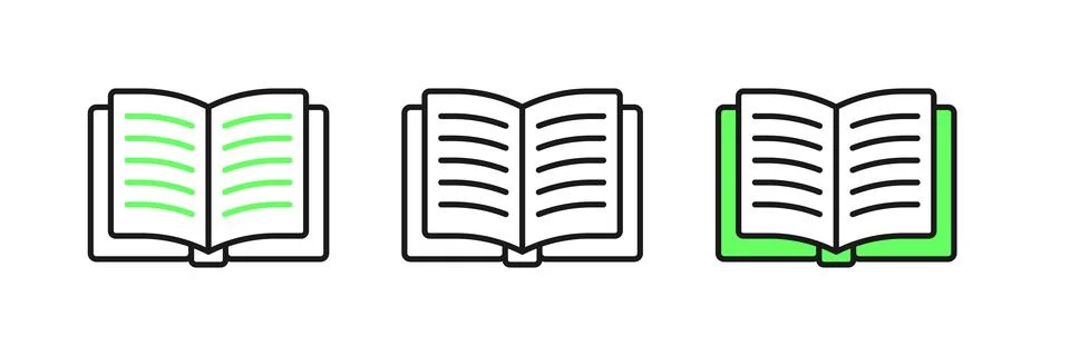 Set line Open book icon isolated on white background.  Vector 스톡 일러스트
