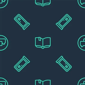 Set line Open book, Locker or changing room and Speech bubble chat on seamless 스톡 일러스트