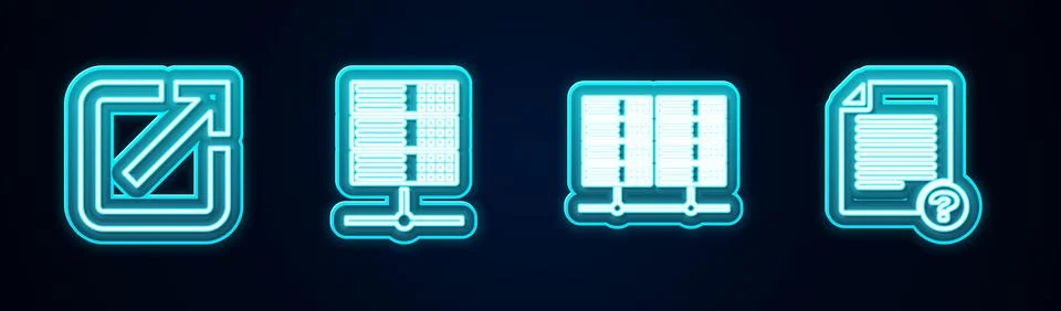 Set line Open in new window, Server, Data, Web Hosting,  and Unknown document イラスト素材