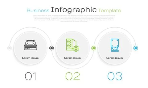 Set line Optical disc drive, Case of computer and . Business infographic Stock Illustration
