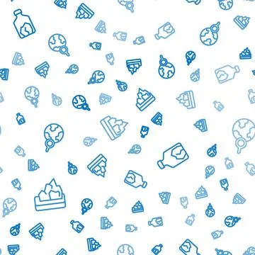 Set line Ore mining, and Magnifying glass with globe on seamless pattern. Vector Stock Illustration