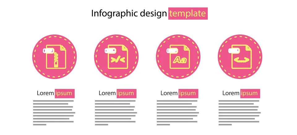 Set line OTF file document, XML, XSL and ZIP icon. Vector 스톡 일러스트