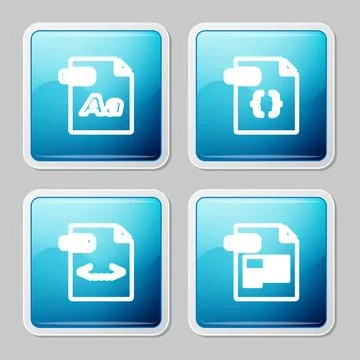 Set line OTF file document, CSS, XML and PDF icon. Vector Stock-Illustration