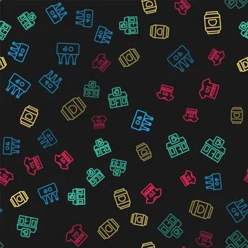 Set line Pack of beer bottles, Store building shop, Beer can and T-shirt on Ilustración de archivo