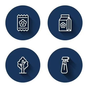 Set line Pack full of seeds, Tree and Garden sprayer for water with long sh.. Stock Illustration