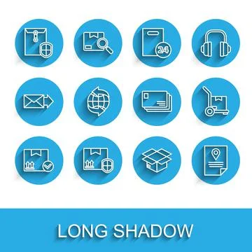 Set line Package box with check mark, Delivery pack security shield, Envelope Stock Illustration