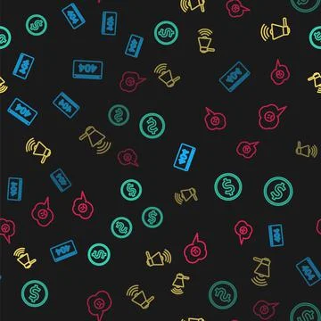 Set line Page with a 404 error, Coin money dollar, Megaphone and Speech bubbl 스톡 일러스트
