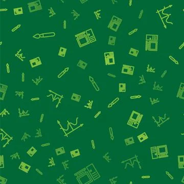 Set line Paint brush, Graph, schedule, chart, diagram and Computer monitor on Stock Illustration